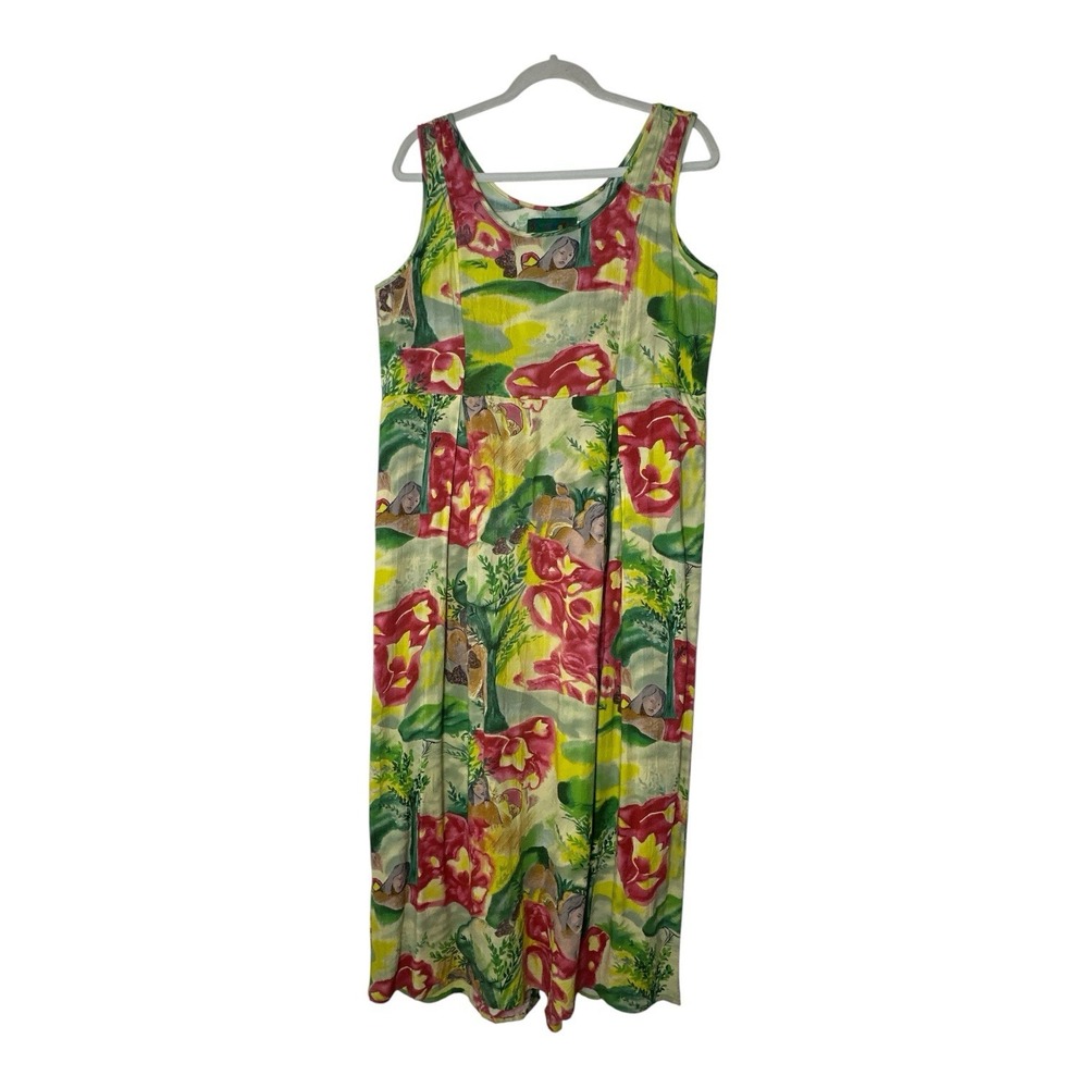Jams World Maxi Dress Women's Medium Floral Sleeveless Pockets Y2K Tropical